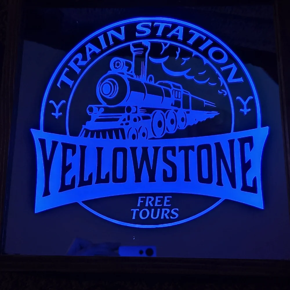 Train Station Illuminated Wall Sign - Blue